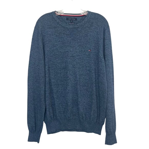 Tommy Hilfiger Cotton Crewneck Sweater Mens Large Blue - Picture 1 of 7